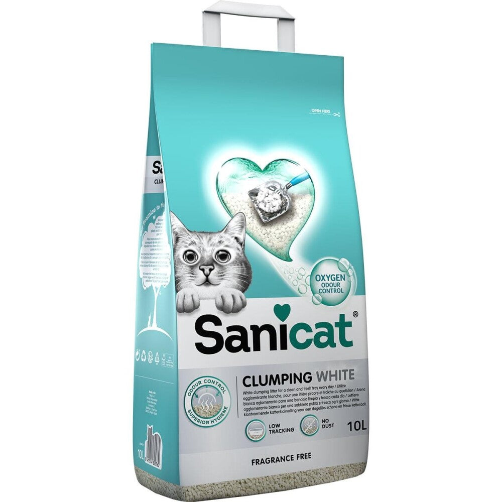 Sanicat Koku Kontrollü Topaklaşan Tanecikli Bentonit Kedi Kumu 10 LT BEYAZ | SRC: Barcode: 8411514805760
